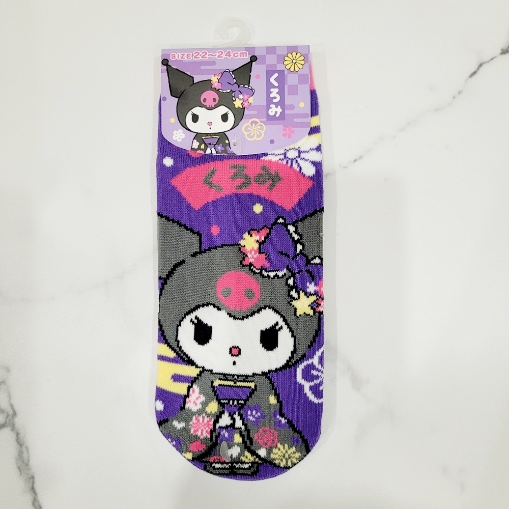 2/$20 Brand New Japan Sanrio Kuromi Kimono Socks